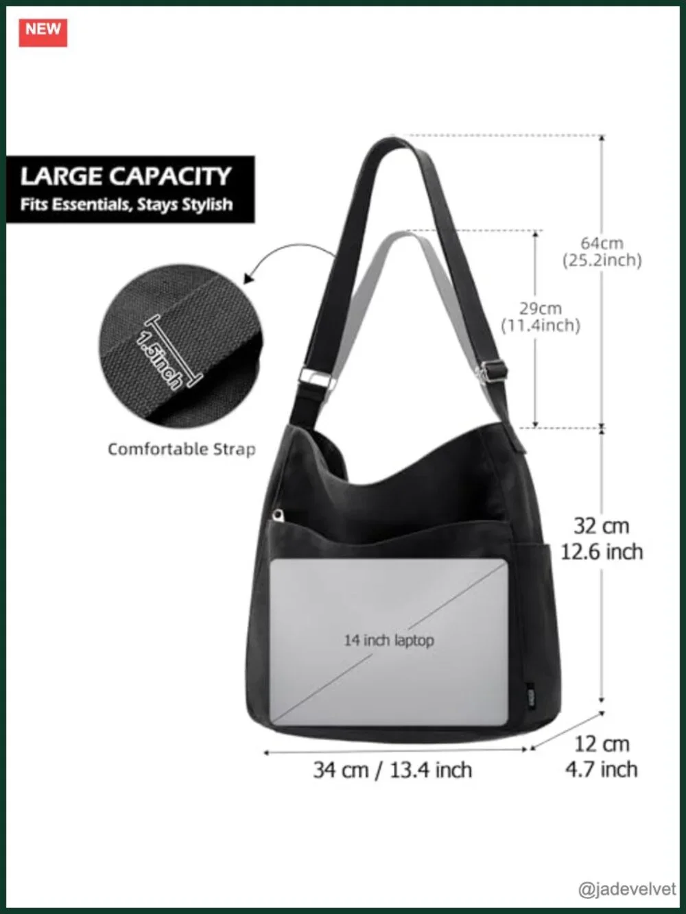 Large Canvas Tote Hobo Crossbody Bag Messenger Shoulder Handbag with Zipper